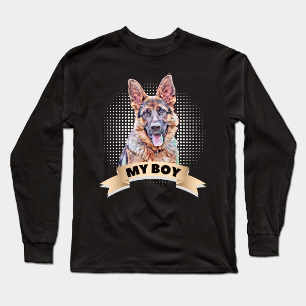 shepherd dog, dog shirt, shepherd dog breed, german shepherd, german shepherd gift, alsatian, herding dog, guard dog Long Sleeve T-Shirt by Shadowbyte91